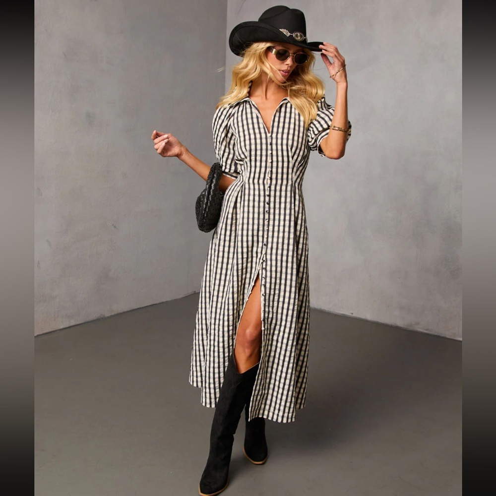 NWT Gingham Midi Dress Size Small